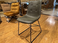 Set van 6 eetkamerstoelen, army microvezelstof, zwart metalen onderstel - afbeelding 1 van  4