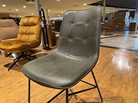 Set van 6 eetkamerstoelen, army microvezelstof, zwart metalen onderstel - afbeelding 2 van  4