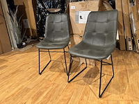 Set van 6 eetkamerstoelen, army microvezelstof, zwart metalen onderstel - afbeelding 1 van  4
