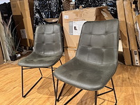 Set van 6 eetkamerstoelen, army microvezelstof, zwart metalen onderstel - afbeelding 2 van  4