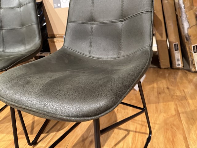 Set van 6 eetkamerstoelen, army microvezelstof, zwart metalen onderstel - afbeelding 3 van  4