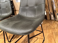 Set van 6 eetkamerstoelen, army microvezelstof, zwart metalen onderstel - afbeelding 3 van  4