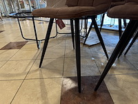 Set van 6 eetkamerstoelen, bruin stof, zwarte poten - afbeelding 4 van  4