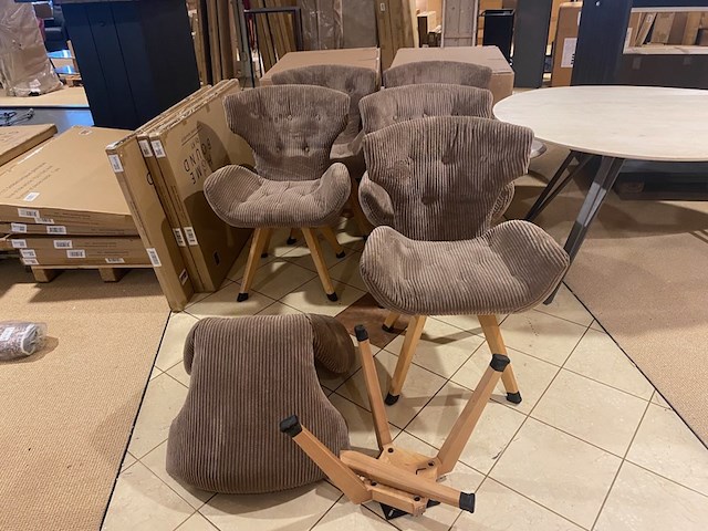 Set van 6 eetkamerstoelen, bruin - afbeelding 1 van  6