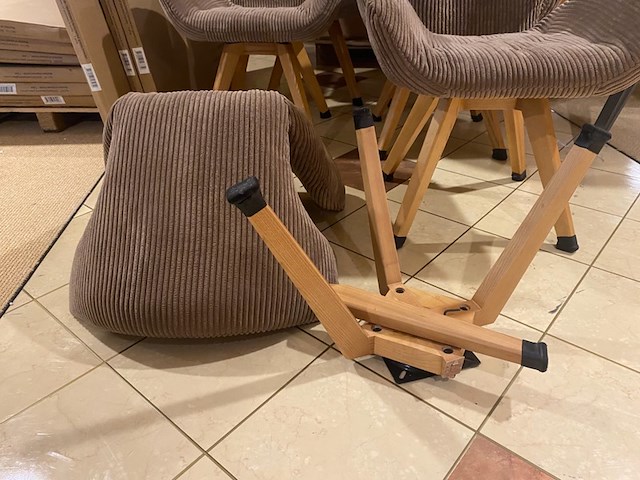 Set van 6 eetkamerstoelen, bruin - afbeelding 2 van  6