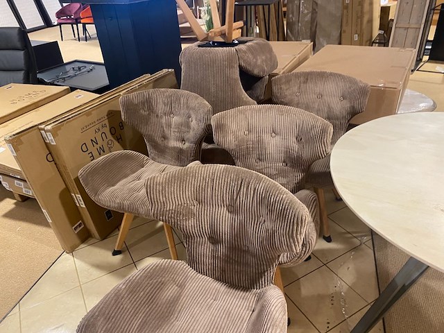 Set van 6 eetkamerstoelen, bruin - afbeelding 6 van  6