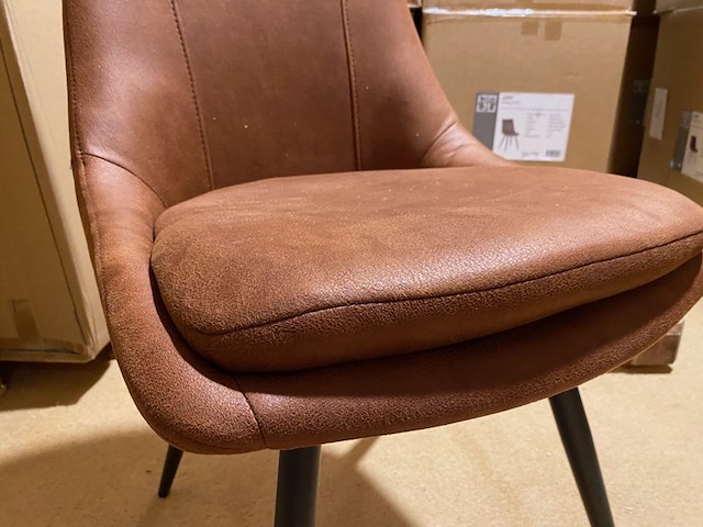 Set van 6 eetkamerstoelen, cognac - afbeelding 3 van  4