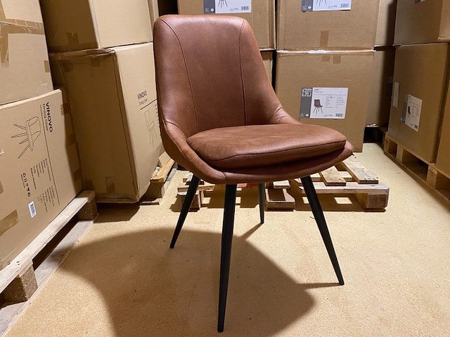 Set van 6 eetkamerstoelen, cognac - afbeelding 1 van  4