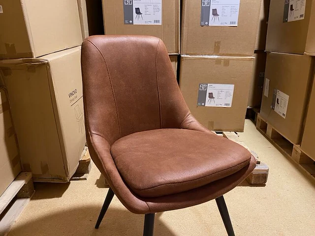 Set van 6 eetkamerstoelen, cognac - afbeelding 3 van  6