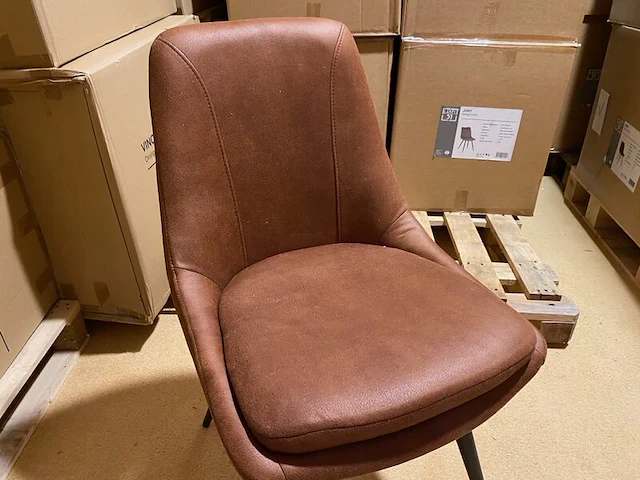 Set van 6 eetkamerstoelen, cognac - afbeelding 5 van  6