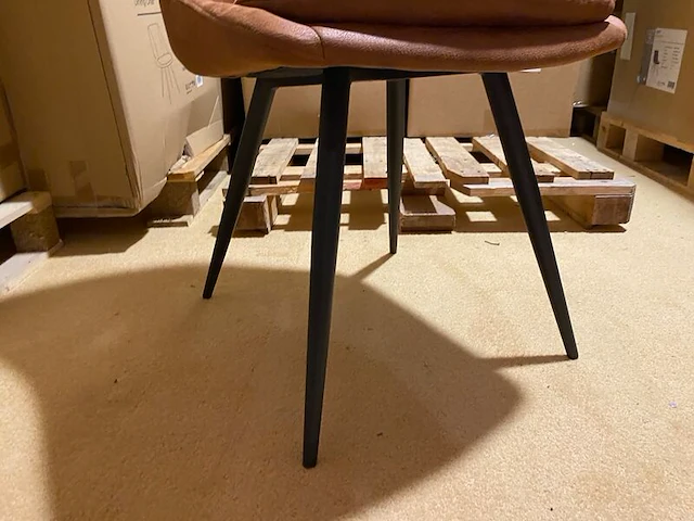 Set van 6 eetkamerstoelen, cognac - afbeelding 6 van  6
