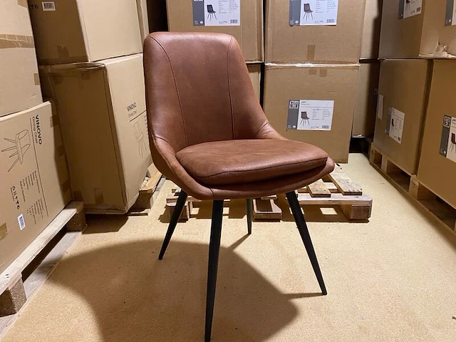 Set van 6 eetkamerstoelen, cognac - afbeelding 2 van  6