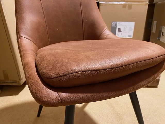 Set van 6 eetkamerstoelen, cognac - afbeelding 4 van  6