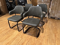 Set van 6 eetkamerstoelen, groen/moss microvezelstof, metalen onderstel - afbeelding 1 van  5