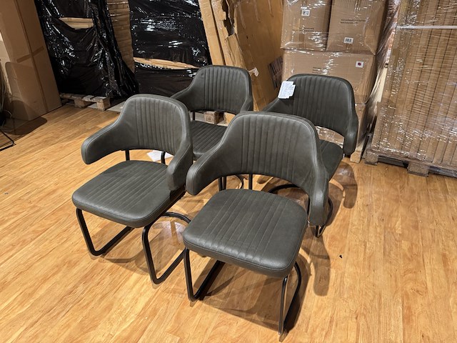 Set van 6 eetkamerstoelen, groen/moss microvezelstof, metalen onderstel - afbeelding 2 van  5