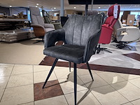 Set van 6 eetkamerstoelen, hunter veloursstof, zwart metalen poten - afbeelding 1 van  4