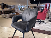 Set van 6 eetkamerstoelen, hunter veloursstof, zwart metalen poten - afbeelding 2 van  4