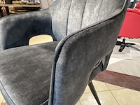 Set van 6 eetkamerstoelen, hunter veloursstof, zwart metalen poten - afbeelding 4 van  4