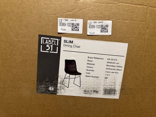 Set van 6 eetkamerstoelen, label51, slim, antraciet - afbeelding 5 van  5