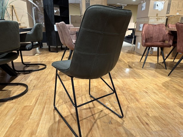 Set van 6 eetkamerstoelen, label51, slim, army - afbeelding 3 van  5