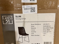 Set van 6 eetkamerstoelen, label51, slim, army - afbeelding 5 van  5