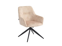 Set van 6 eetkamerstoelen met draaifunctie beige kuip met armleuningen - afbeelding 3 van  7