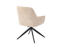 Set van 6 eetkamerstoelen met draaifunctie beige kuip met armleuningen - afbeelding 4 van  7