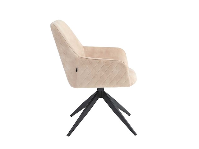 Set van 6 eetkamerstoelen met draaifunctie beige kuip met armleuningen - afbeelding 7 van  7