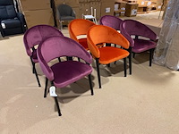 Set van 6 eetkamerstoelen, oranje + paars - afbeelding 1 van  6