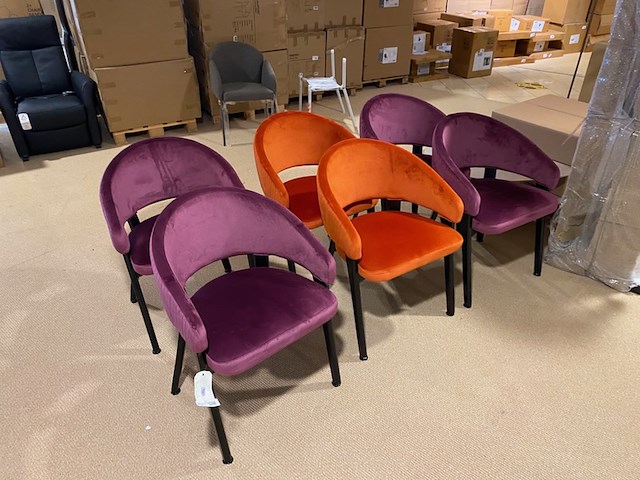 Set van 6 eetkamerstoelen, oranje + paars - afbeelding 2 van  6