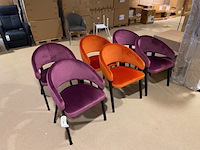 Set van 6 eetkamerstoelen, oranje + paars - afbeelding 2 van  6
