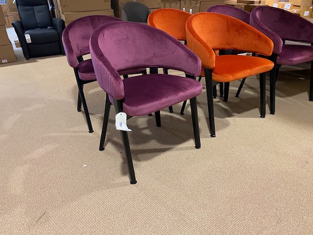 Set van 6 eetkamerstoelen, oranje + paars - afbeelding 3 van  6