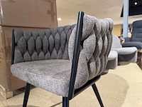 Set van 6 eetkamerstoelen, taupe stof, zwarte poten - afbeelding 2 van  2