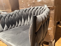 Set van 6 eetkamerstoelen, taupe velvet, zwarte poten - afbeelding 3 van  3