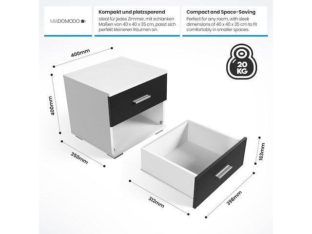 Set van twee nachtkasten met 2 laden miadomodo - afbeelding 2 van  4