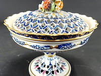 Sèvres-porselein ajour gevormde porseleinen dekselschaal