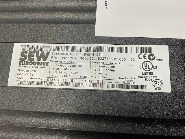 Sew-euridrive mdx61b0014-5a3-4-0t omvormer - afbeelding 4 van  4