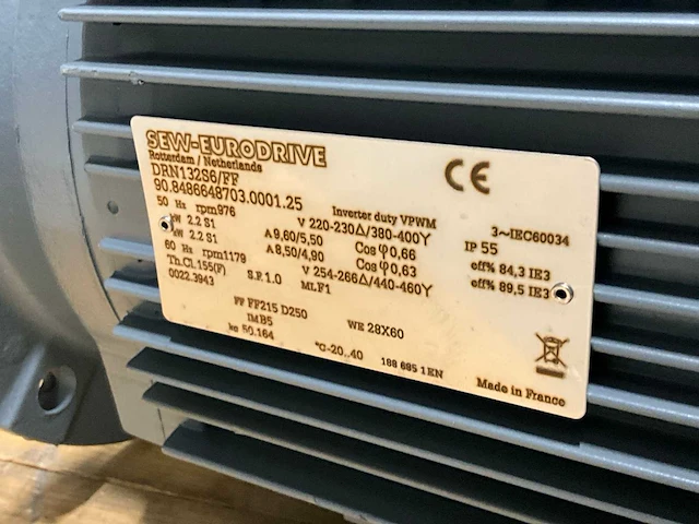 Sew-eurodrive drn132s6/ff 2,2kw elektromotor - afbeelding 5 van  5