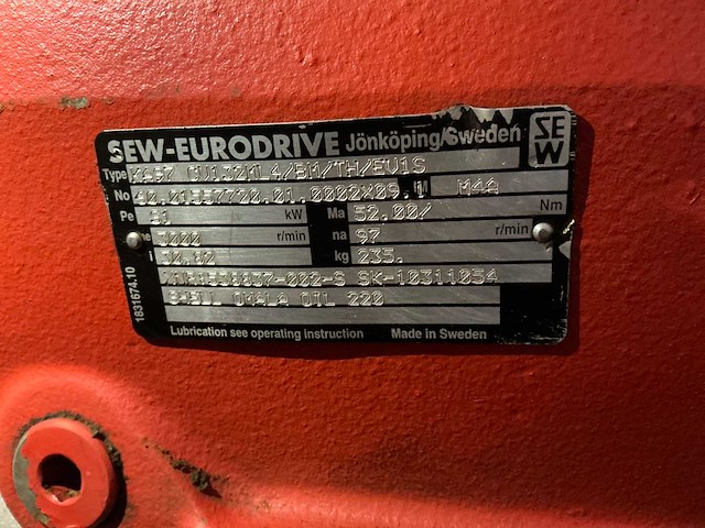 Sew eurodrive elektromotor met vertragingskast - afbeelding 6 van  7