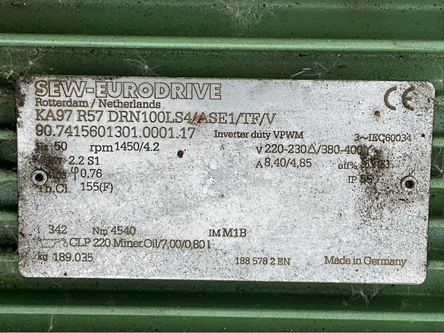 Sew eurodrive elektromotor + reductorkast - afbeelding 4 van  4