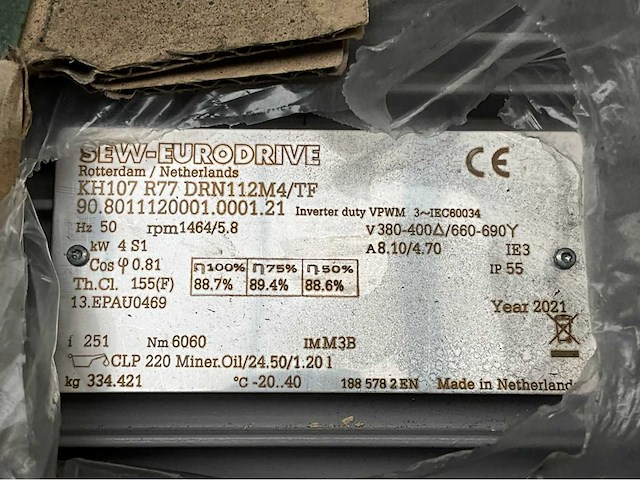 Sew eurodrive elektromotor + reductorkast - afbeelding 5 van  5