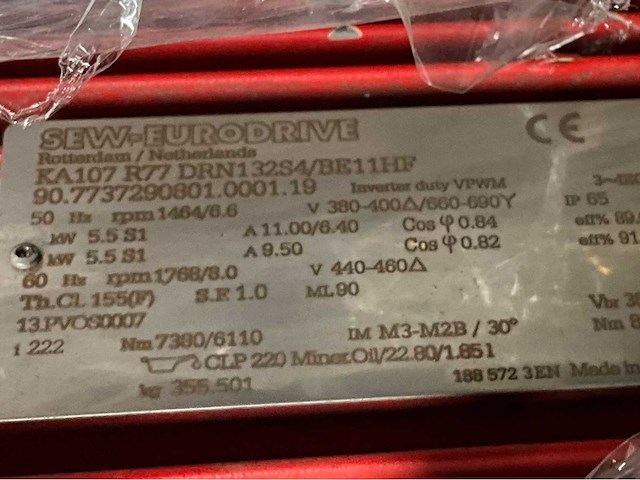 Sew eurodrive elektromotor + reductorkast - afbeelding 5 van  5