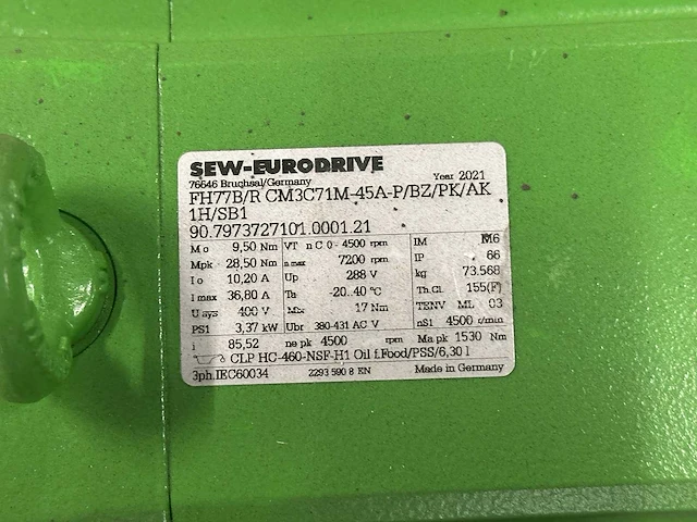 Sew eurodrive, emk - fht77b/r cm3c71m-45a-p/bz/pk/ak 1h/sb1 - aandrijving/reductoren 2x & elektromotoren 2x - afbeelding 8 van  8