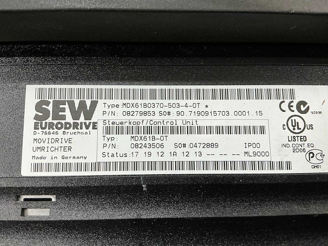 Sew eurodrive mdx61b-0370-503-4-0t 51,1kva frequentieregelaar - afbeelding 2 van  10