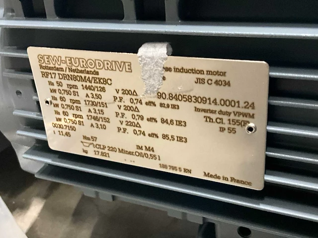Sew-eurodrive rf 17 drn80m4/ekbc 0,75kw reductiemotor - afbeelding 6 van  6