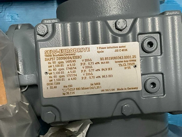 Sew-eurodrive saf57 drn90s4/es8c 1,1kw reductiemotor - afbeelding 5 van  5