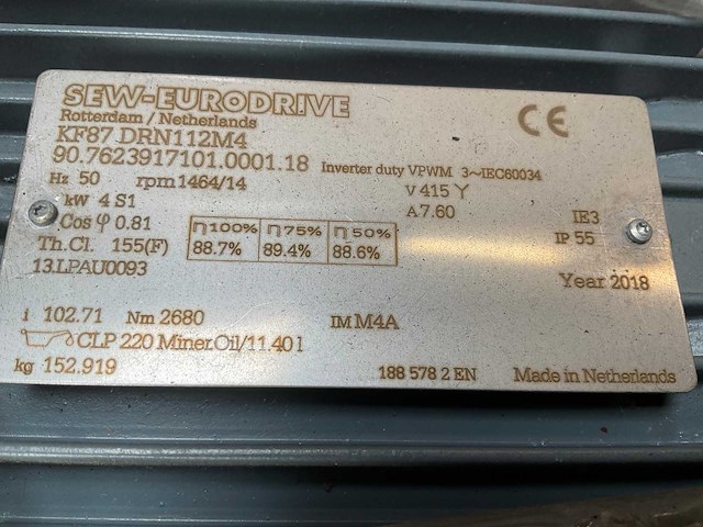 Sew kf87drn112m4 elektromotor met reductor (2x) - afbeelding 3 van  11