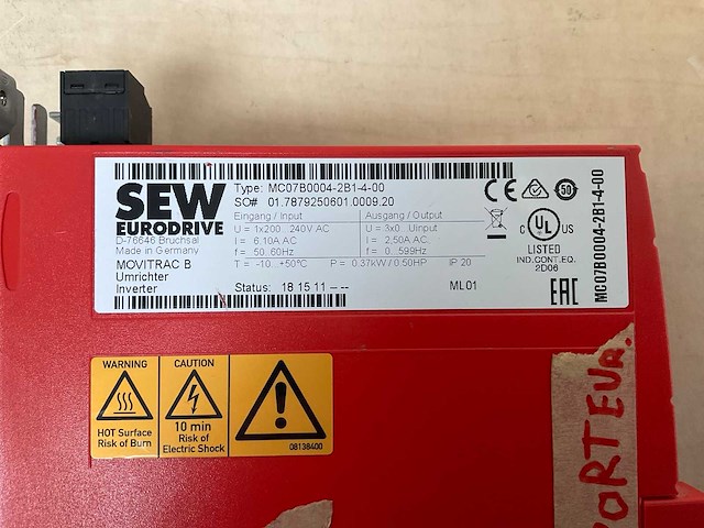 Sew movitrac b mc07b0004-2b1-4-00 frequentieregelaar - afbeelding 3 van  3