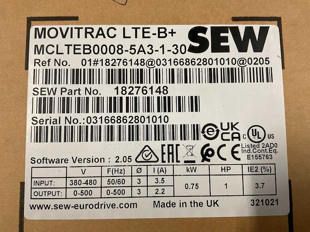 Sew movitrac lte-b+ mclteb0008-5a3-1-30 frequentieregelaar - afbeelding 4 van  4