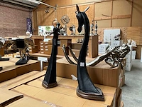 Sfd giraffe decoratie beeld set van 2, 96 en 80 cm hoog.